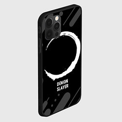 Чехол для iPhone 12 Pro Demon Slayer glitch на темном фоне, цвет: 3D-черный — фото 2