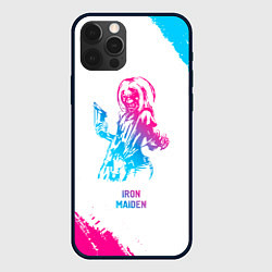 Чехол для iPhone 12 Pro Iron Maiden neon gradient style, цвет: 3D-черный