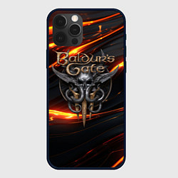 Чехол для iPhone 12 Pro Baldurs Gate 3 logo gold, цвет: 3D-черный