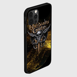 Чехол для iPhone 12 Pro Baldurs Gate 3 logo gold black, цвет: 3D-черный — фото 2