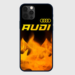 Чехол для iPhone 12 Pro Audi - gold gradient: символ сверху, цвет: 3D-черный