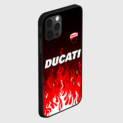 Чехол для iPhone 12 Pro Ducati- красное пламя, цвет: 3D-черный — фото 2