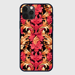 Чехол для iPhone 12 Pro Розовые узоры, цвет: 3D-черный