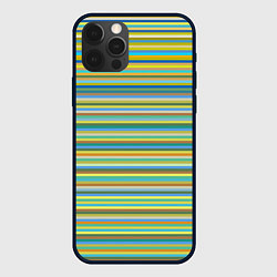 Чехол для iPhone 12 Pro Горизонтальные разноцветные полосы, цвет: 3D-черный