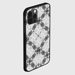 Чехол для iPhone 12 Pro Черно-белый ажурный кружевной узор Геометрия, цвет: 3D-черный — фото 2