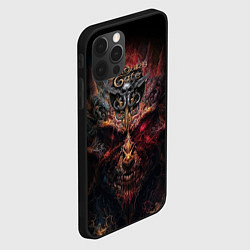 Чехол для iPhone 12 Pro Baldurs Gate 3 logo demon, цвет: 3D-черный — фото 2