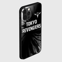 Чехол для iPhone 12 Pro Tokyo Revengers glitch на темном фоне: символ свер, цвет: 3D-черный — фото 2