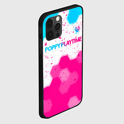 Чехол для iPhone 12 Pro Poppy Playtime neon gradient style: символ сверху, цвет: 3D-черный — фото 2