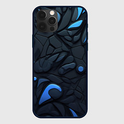 Чехол для iPhone 12 Pro Blue black abstract texture, цвет: 3D-черный