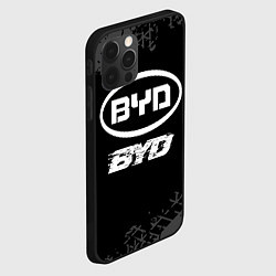 Чехол для iPhone 12 Pro BYD speed на темном фоне со следами шин, цвет: 3D-черный — фото 2