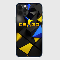 Чехол для iPhone 12 Pro CSGO blue yellow abstract, цвет: 3D-черный