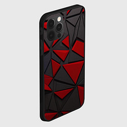 Чехол для iPhone 12 Pro Черные и красные объемные элементы, цвет: 3D-черный — фото 2