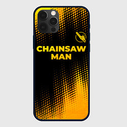 Чехол для iPhone 12 Pro Chainsaw Man - gold gradient: символ сверху, цвет: 3D-черный