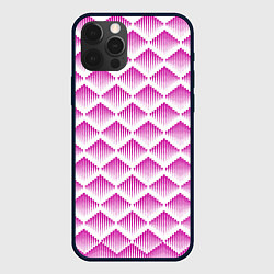 Чехол для iPhone 12 Pro Розовые вдавленные ромбы, цвет: 3D-черный