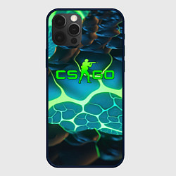 Чехол для iPhone 12 Pro CSGO разлом неоновых плит, цвет: 3D-черный