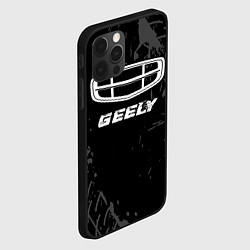 Чехол для iPhone 12 Pro Geely speed на темном фоне со следами шин, цвет: 3D-черный — фото 2