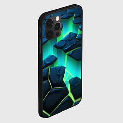 Чехол для iPhone 12 Pro Разлом объемных зеленых плит, цвет: 3D-черный — фото 2