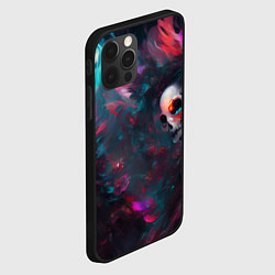 Чехол для iPhone 12 Pro Череп - красочная фантазия - нейросеть, цвет: 3D-черный — фото 2