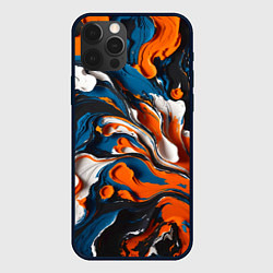 Чехол для iPhone 12 Pro Акриловые краски - оранжевые, цвет: 3D-черный