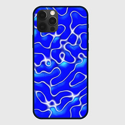 Чехол для iPhone 12 Pro Синий волнистый рисунок, цвет: 3D-черный