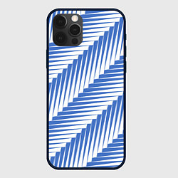 Чехол для iPhone 12 Pro Голубая белая диагональ, цвет: 3D-черный