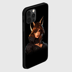 Чехол для iPhone 12 Pro Девушка с ушами лисы, цвет: 3D-черный — фото 2