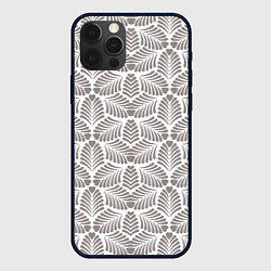 Чехол для iPhone 12 Pro Орнамент из тропических листьев с сердечком, цвет: 3D-черный