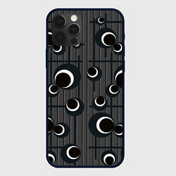Чехол для iPhone 12 Pro Черные и белые круги на сером, цвет: 3D-черный