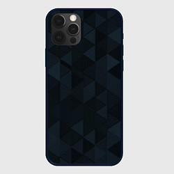 Чехол для iPhone 12 Pro Тёмно-синий треугольный, цвет: 3D-черный