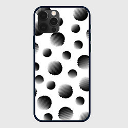 Чехол для iPhone 12 Pro Черные полосатые шары на белом, цвет: 3D-черный