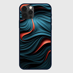 Чехол для iPhone 12 Pro Сине-оранжевая абстрактная волна, цвет: 3D-черный