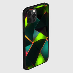 Чехол для iPhone 12 Pro Неоновый зеленый калейдоскоп, цвет: 3D-черный — фото 2