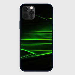 Чехол для iPhone 12 Pro Green lines abstract, цвет: 3D-черный