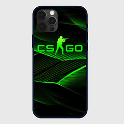 Чехол для iPhone 12 Pro CSGO green abstract lines, цвет: 3D-черный