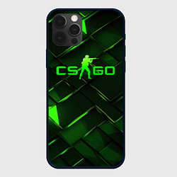 Чехол для iPhone 12 Pro CSGO green abstract elements, цвет: 3D-черный