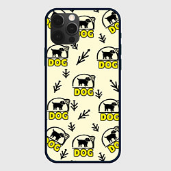Чехол для iPhone 12 Pro Дог силуэт собаки и веточка, цвет: 3D-черный