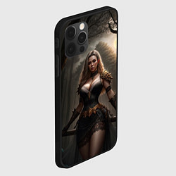 Чехол для iPhone 12 Pro Девушка с аппетитными формами в ночном лесу, цвет: 3D-черный — фото 2