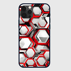 Чехол для iPhone 12 Pro Кибер Hexagon Красный, цвет: 3D-черный