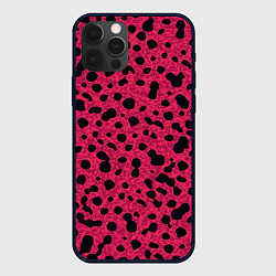 Чехол для iPhone 12 Pro Пятнистый паттерн розовый, цвет: 3D-черный