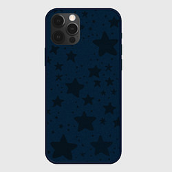 Чехол для iPhone 12 Pro Большие звезды чёрно-синий, цвет: 3D-черный