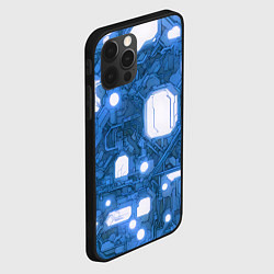 Чехол для iPhone 12 Pro Синие кибернетические схемы неон, цвет: 3D-черный — фото 2