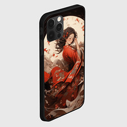 Чехол для iPhone 12 Pro Японская девушка и красные рыбы, цвет: 3D-черный — фото 2