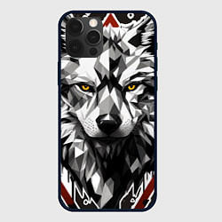 Чехол для iPhone 12 Pro Черный волк - полигональная голова зверя, цвет: 3D-черный