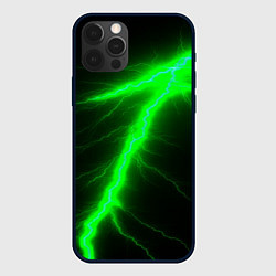 Чехол для iPhone 12 Pro Зеленый разряд молнии, цвет: 3D-черный