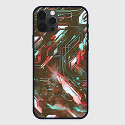 Чехол iPhone 12 Pro Космические кибер схемы Красные