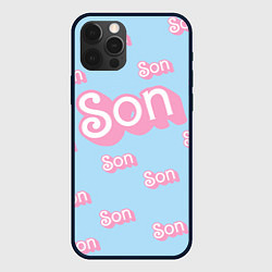 Чехол для iPhone 12 Pro Сын - в стиле Барби: паттерн голубой, цвет: 3D-черный