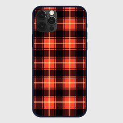 Чехол для iPhone 12 Pro Шотландка чёрно-коралловый, цвет: 3D-черный