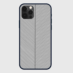 Чехол для iPhone 12 Pro Диагональные полосы чёрные на белом, цвет: 3D-черный