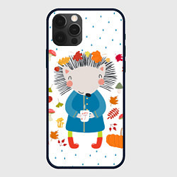 Чехол для iPhone 12 Pro Милый ежик в осенних листьях, цвет: 3D-черный