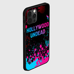Чехол для iPhone 12 Pro Hollywood Undead - neon gradient: символ сверху, цвет: 3D-черный — фото 2